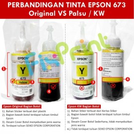 Tinta Refill Epson Original 673 t6734 Yellow 70ml, Tinta Refill Printer Epson L800 L805 L810 L850 L1800